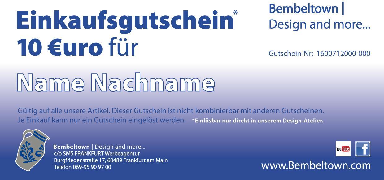 10 Euro Bembeltown Geschenkgutschein