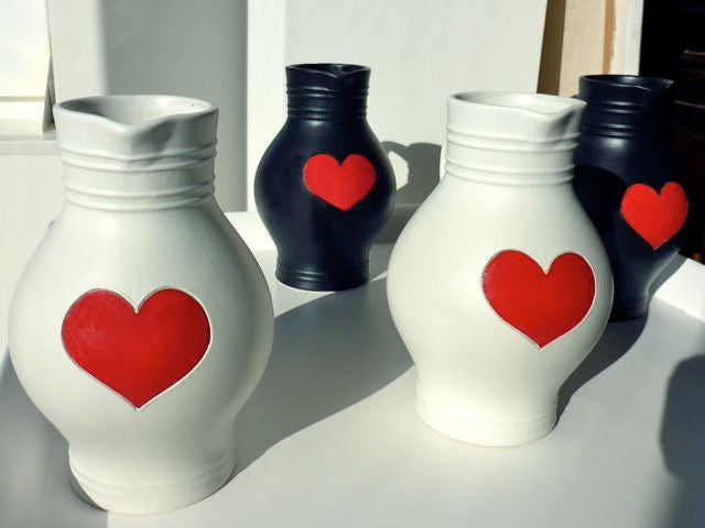 Herz Bembel 1 L – Weiß mit rotem Herz – perfekt für Herzmenschen