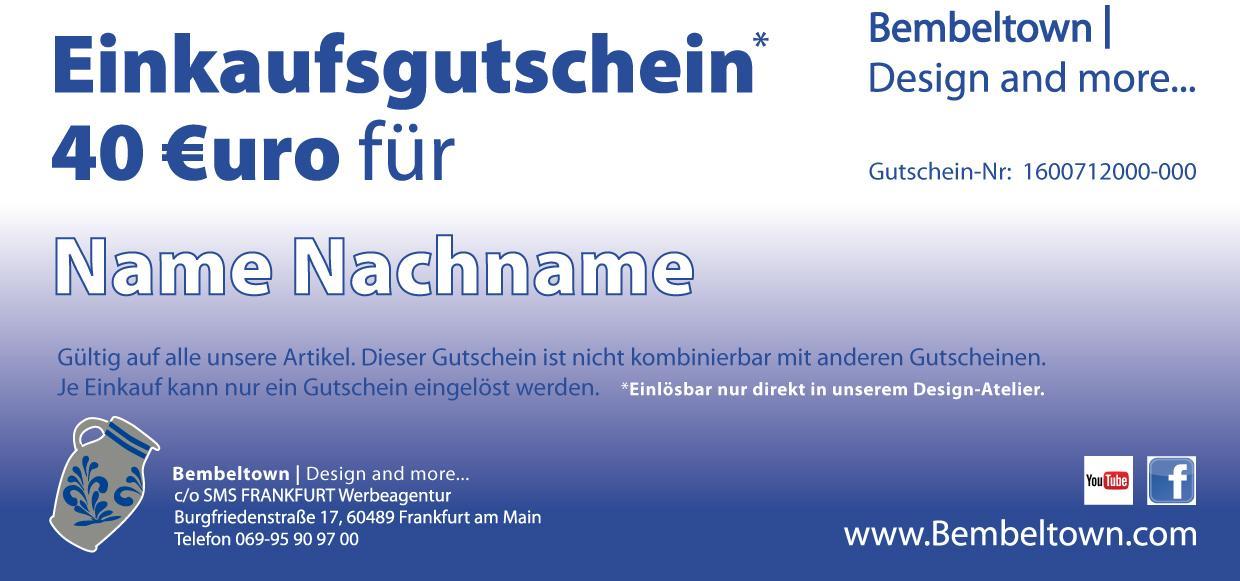 40 Euro Frankfurt Wertgutschein