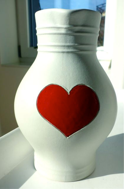 Herz Bembel 1 L – Weiß mit rotem Herz – perfekt für Herzmenschen