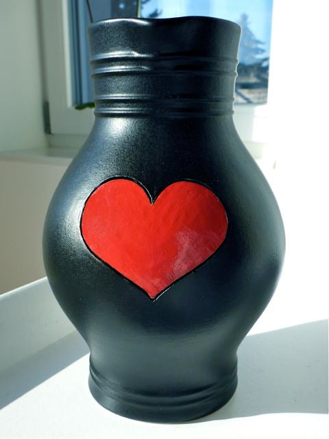 Herz Bembel 1 L – schwarz mit rotem Herz - perfekt für Herzmenschen