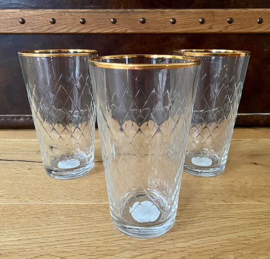 Apfelweinglas 0,5 L Goldrand Geripptes #Goldrand #Geripptes