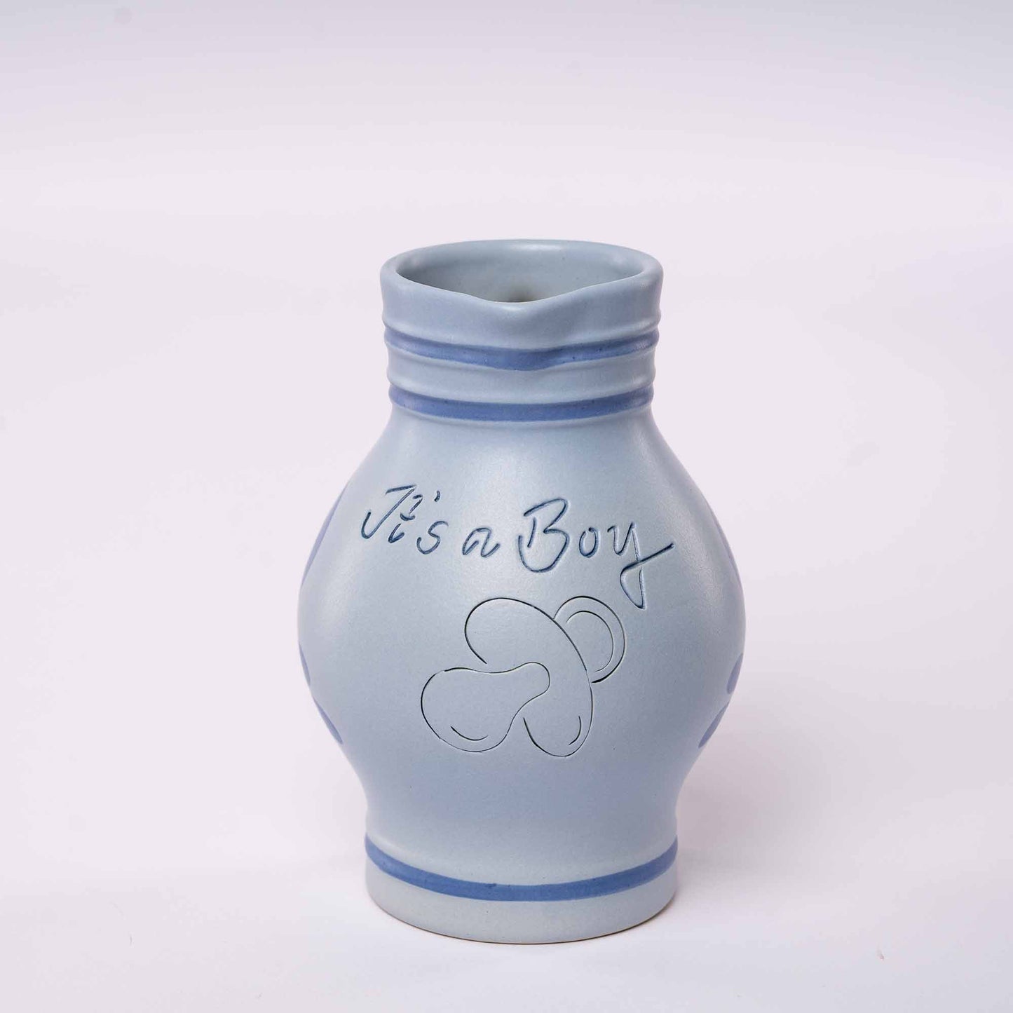 Blauer Bembel 0,5 L – It’s a Boy – mit Schnuller Dekor zur Geburt