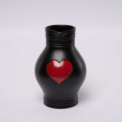 Herz Bembel 1 L – schwarz mit rotem Herz - perfekt für Herzmenschen