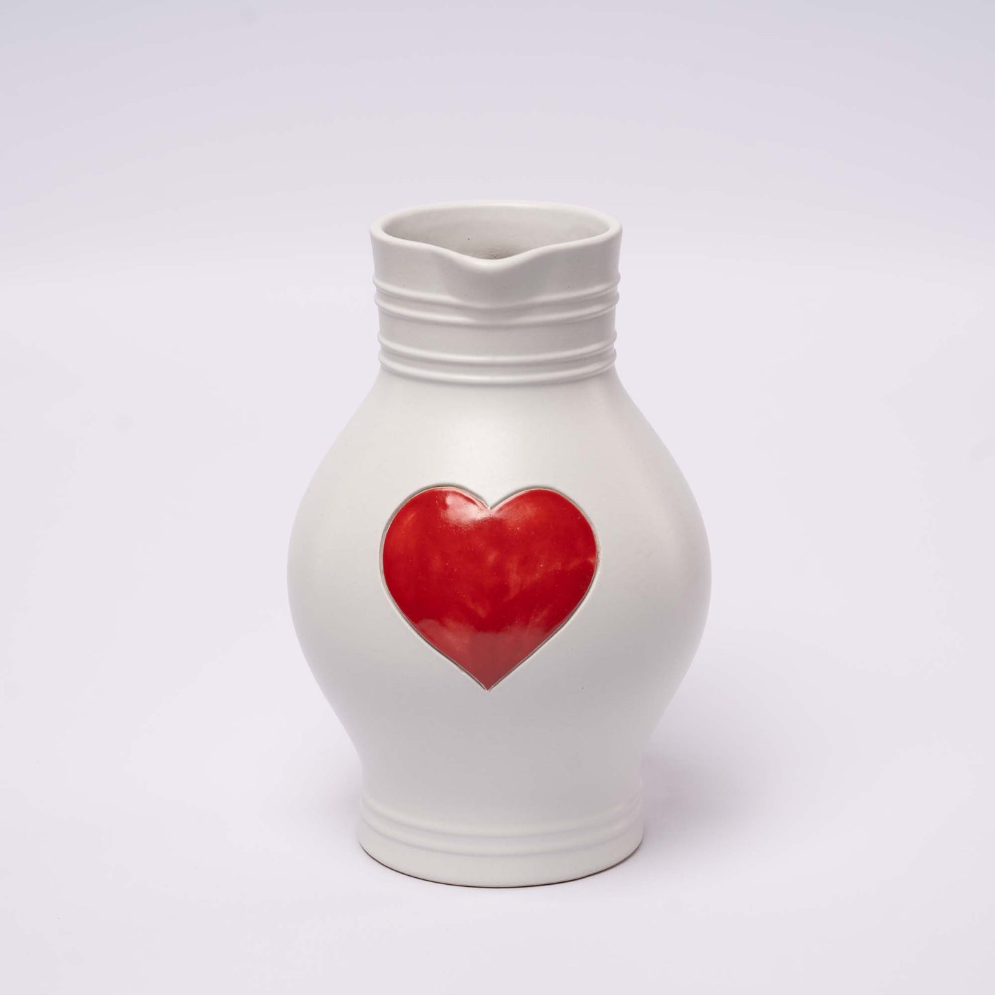 Herz Bembel 1 L – Weiß mit rotem Herz – perfekt für Herzmenschen